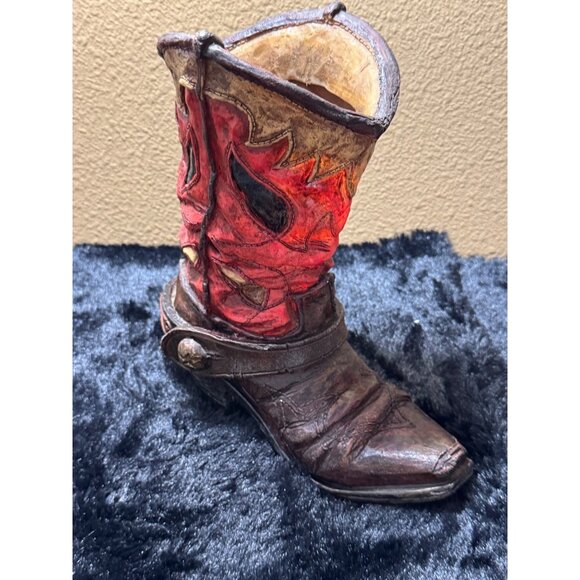 Restic Western Cowboy Boot Planter Vase Statue Decoration - Picture 1 of 10